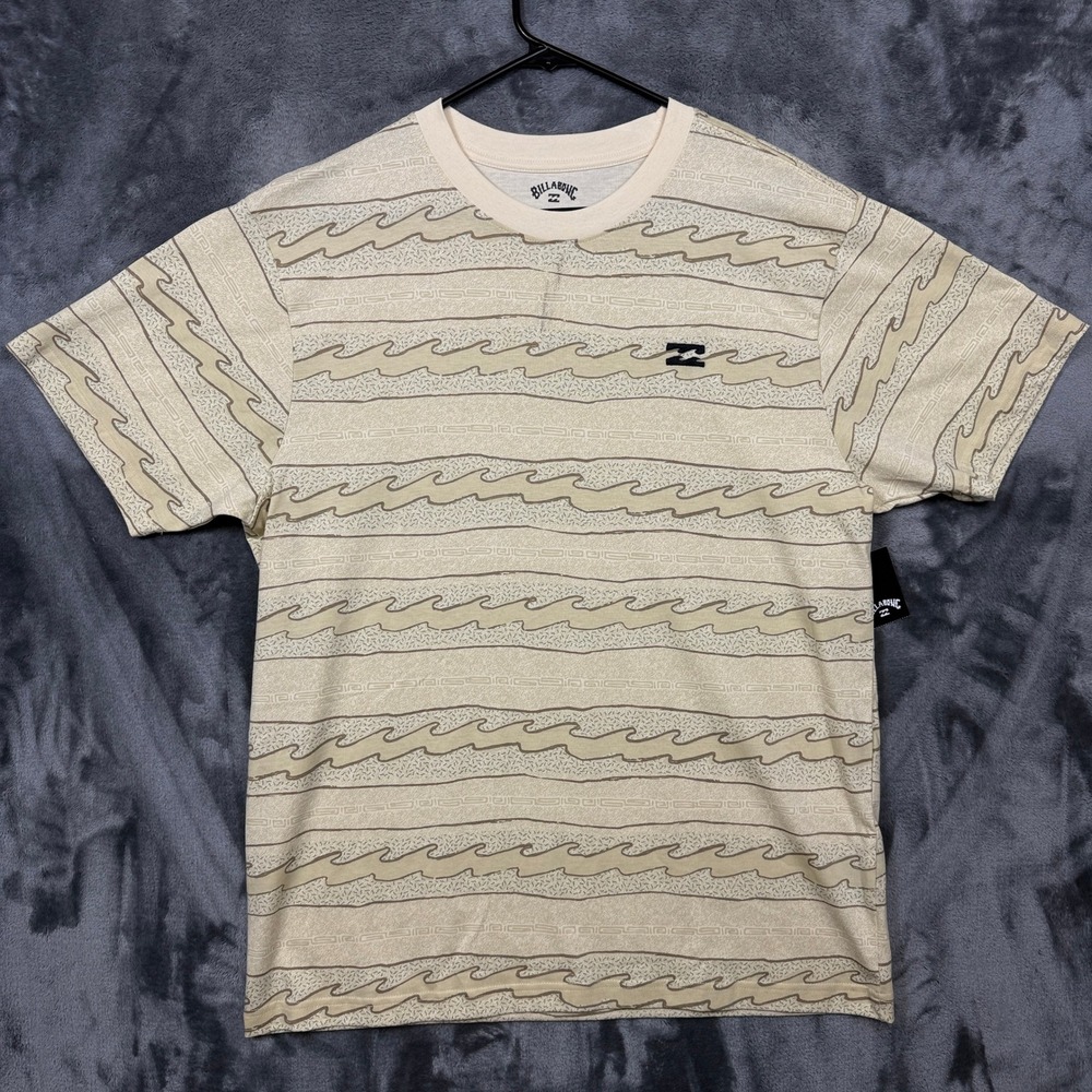 Billabong Nova Crew T-Shirt Mens Large Taupe New Wave Stripe 24A0102500